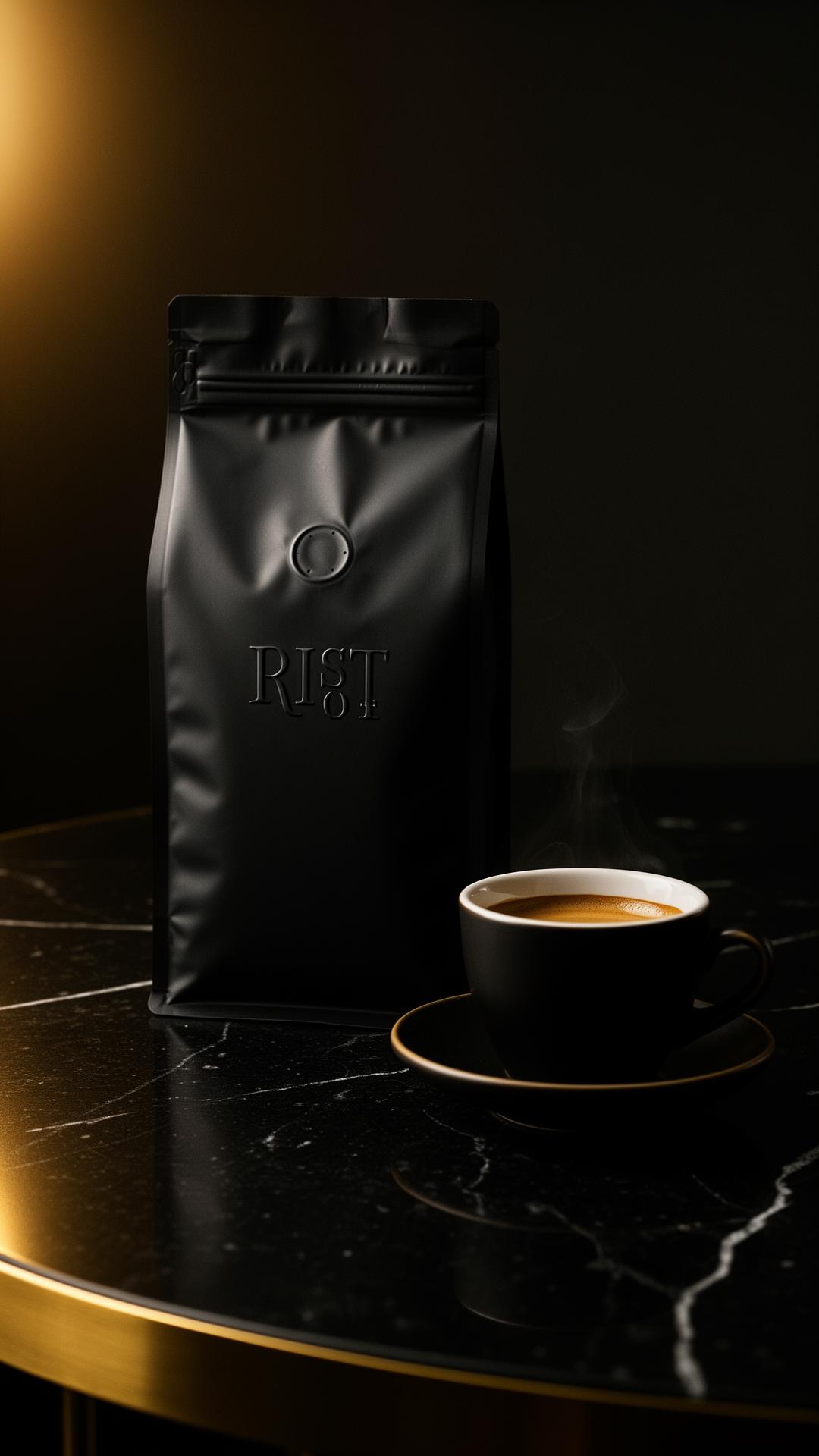 Vesparo matte black coffee bag with espresso